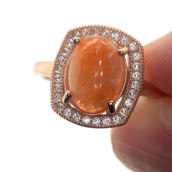 Sunstone 1.90ct Rose Gold Finish Solid 925 Sterling Silver Ring - Picture 1 of 6